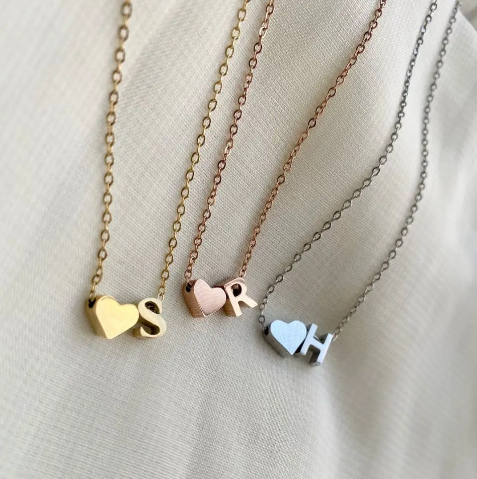 Initial and Heart Necklace