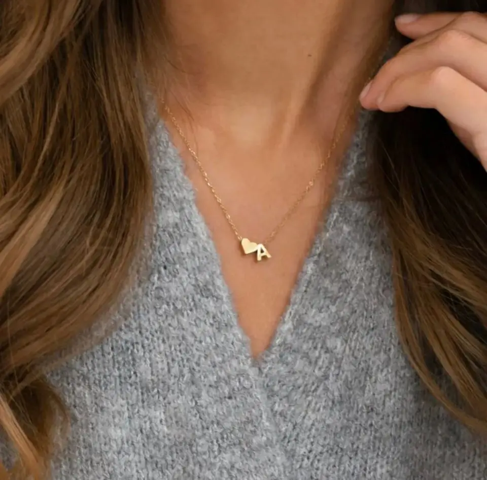 Initial and Heart Necklace