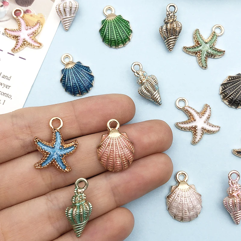 60Pcs Alloy Ocean Starfish Seashell Charms for DIY Jewelry Making
