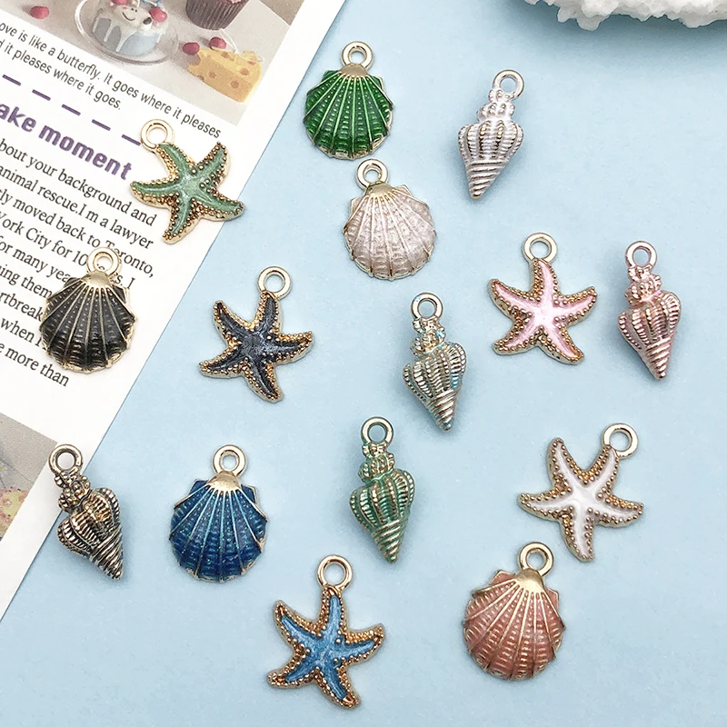 60Pcs Alloy Ocean Starfish Seashell Charms for DIY Jewelry Making