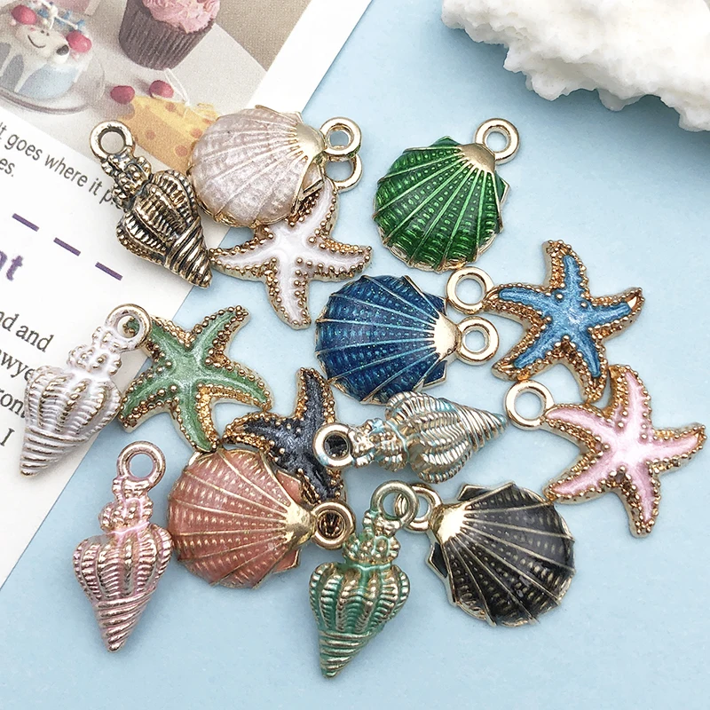60Pcs Alloy Ocean Starfish Seashell Charms for DIY Jewelry Making