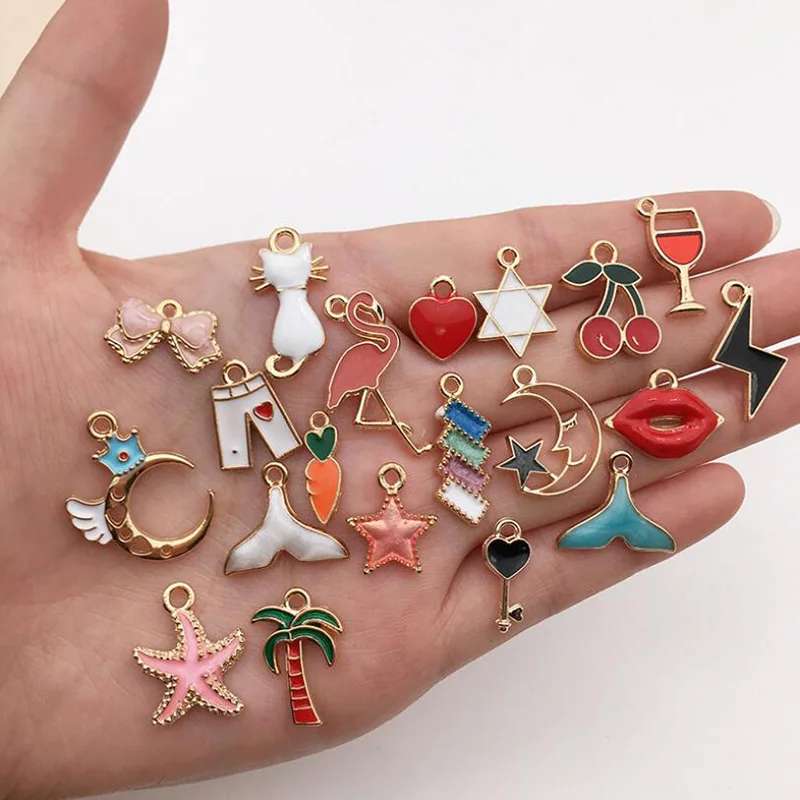 Animal Flower Mixed Enamel Charms Pendants DIY Jewelry Making