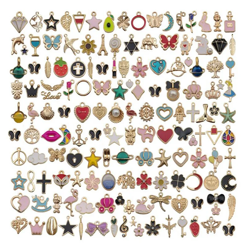 Animal Flower Mixed Enamel Charms Pendants DIY Jewelry Making