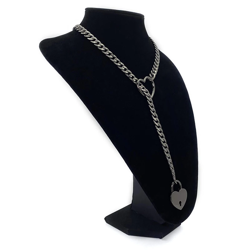 Heart O-Ring Slip Chain Necklace - Heart Locker With Key