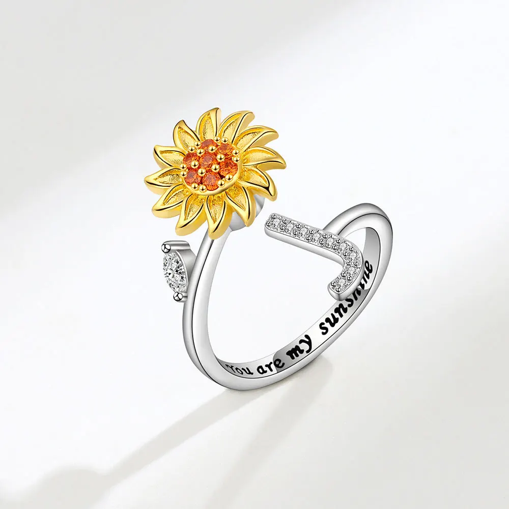 Rotating Sunflower Initial Letter Rings