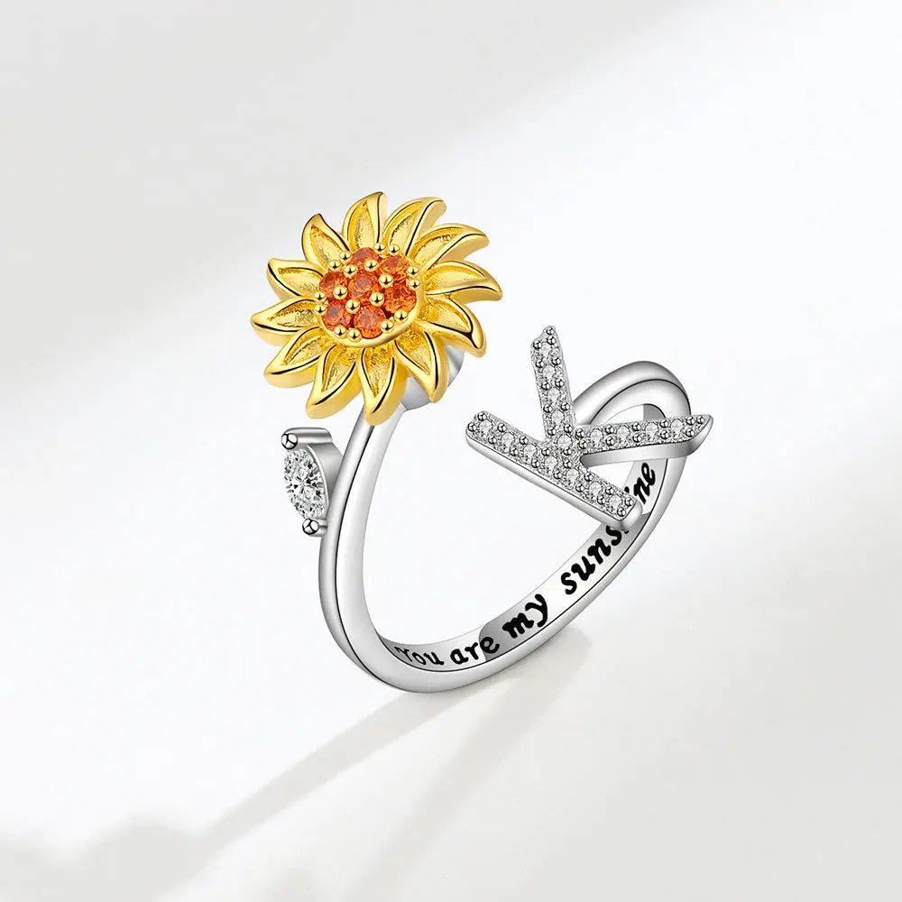 Rotating Sunflower Initial Letter Rings