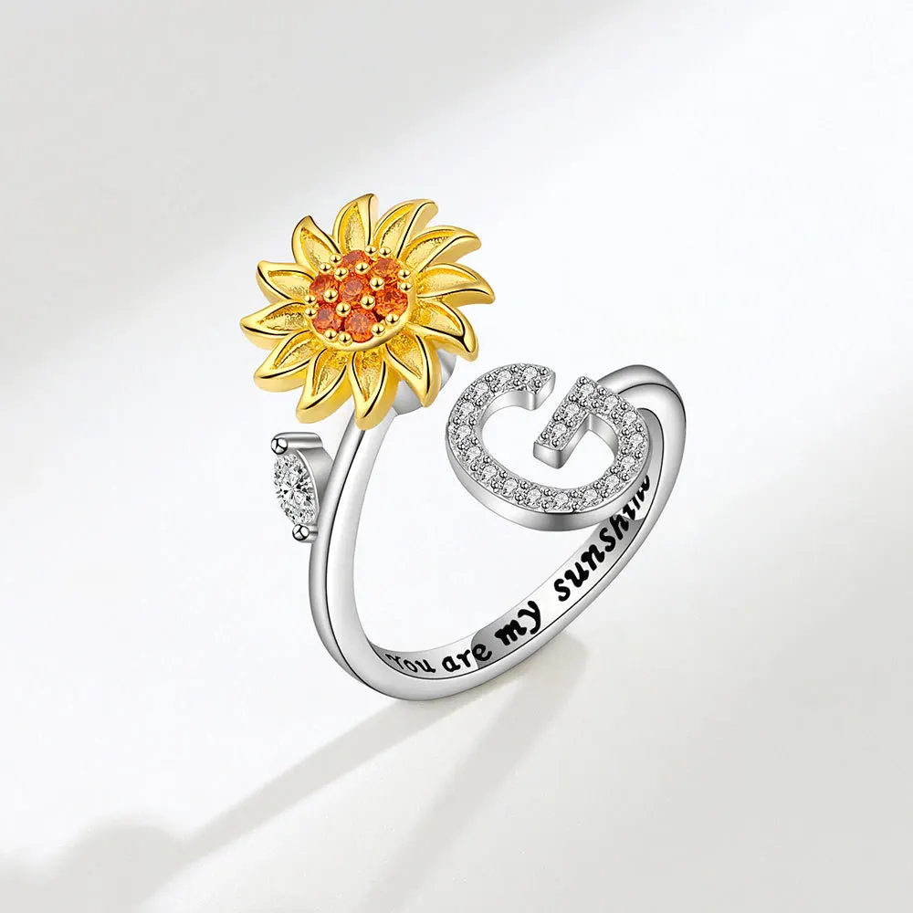 Rotating Sunflower Initial Letter Rings