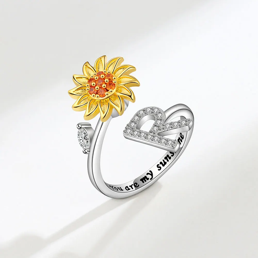 Rotating Sunflower Initial Letter Rings