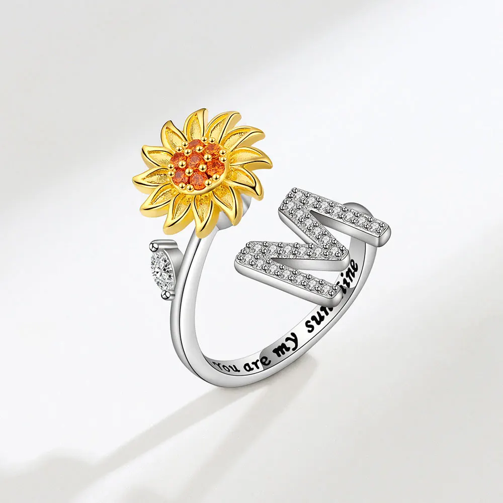 Rotating Sunflower Initial Letter Rings