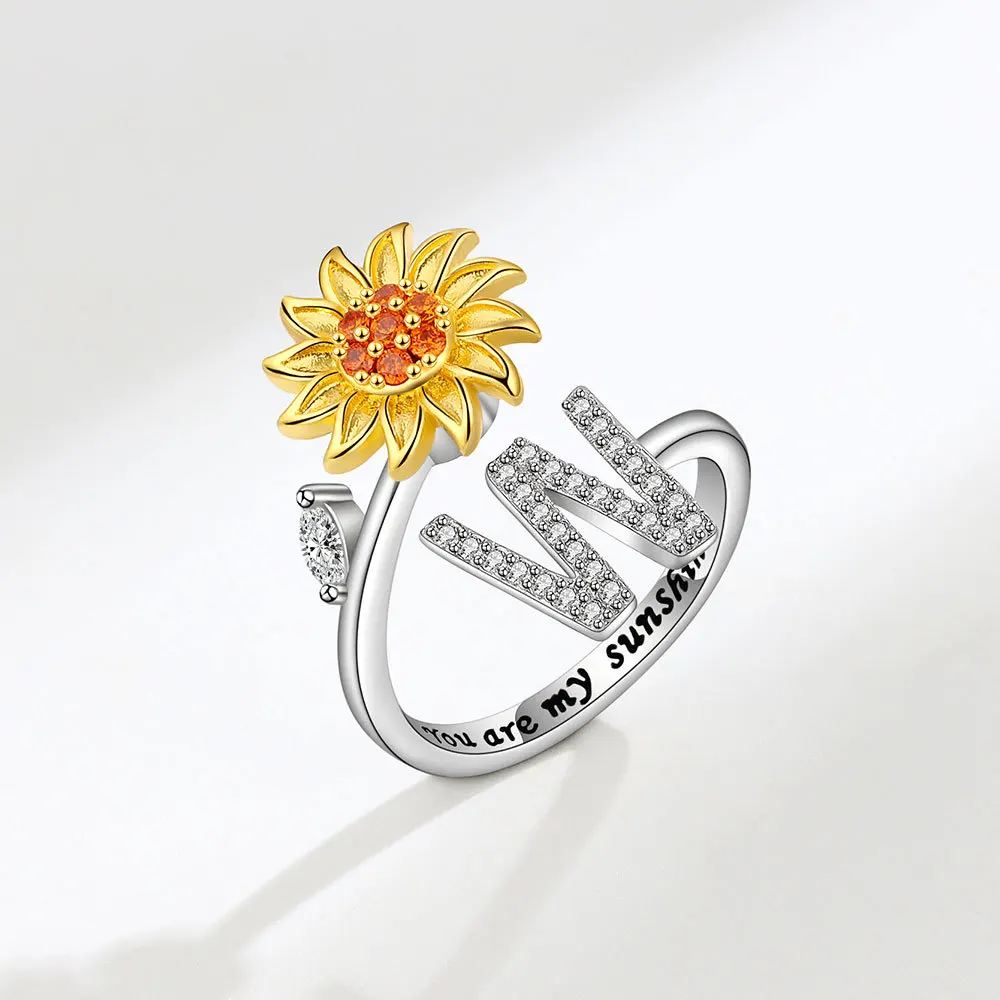 Rotating Sunflower Initial Letter Rings