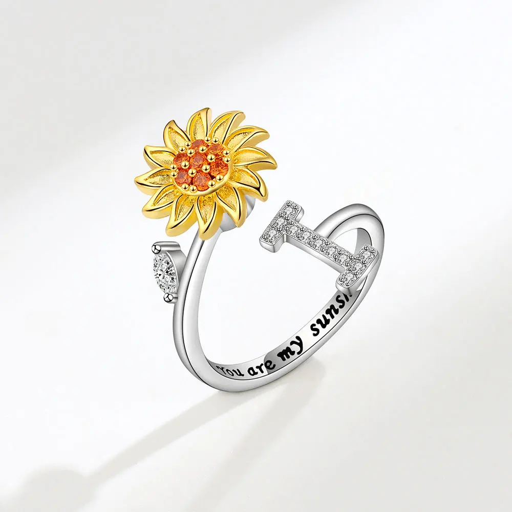 Rotating Sunflower Initial Letter Rings