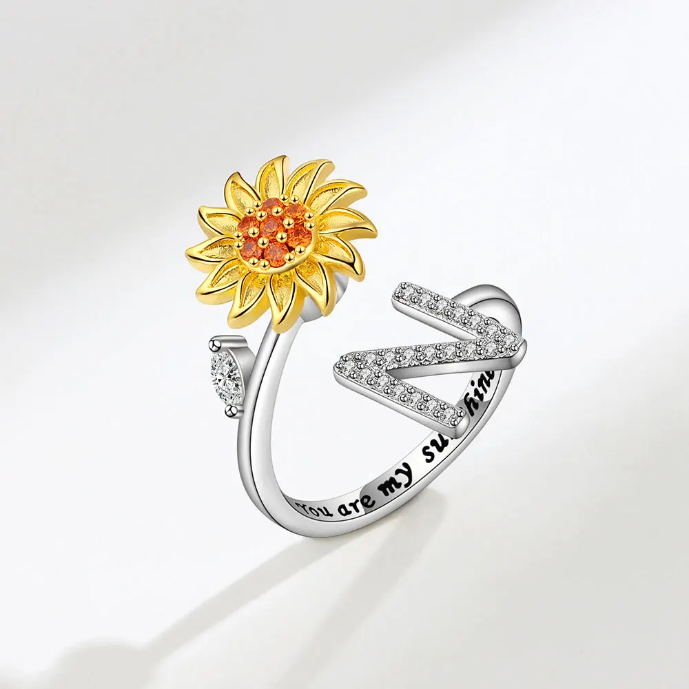 Rotating Sunflower Initial Letter Rings