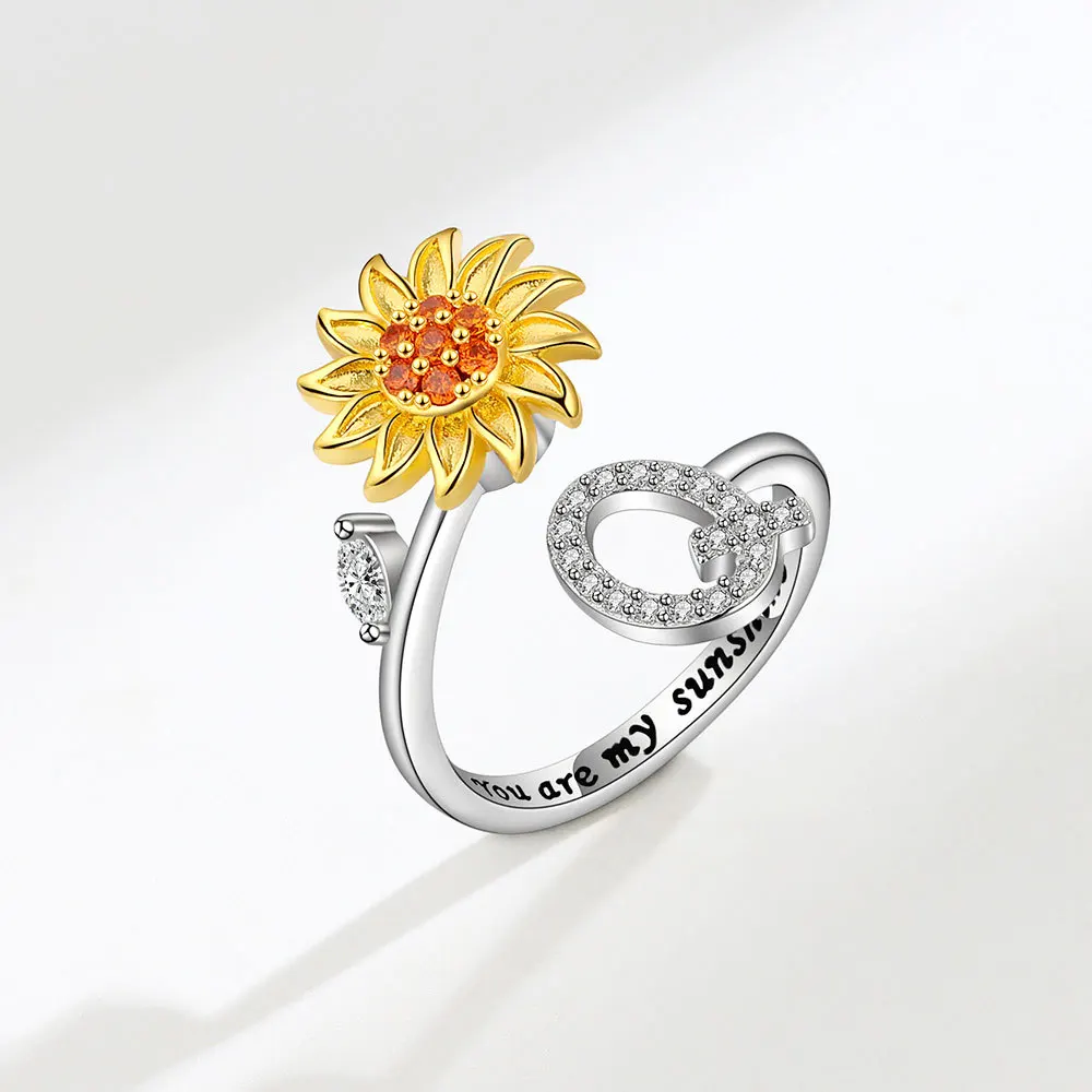Rotating Sunflower Initial Letter Rings