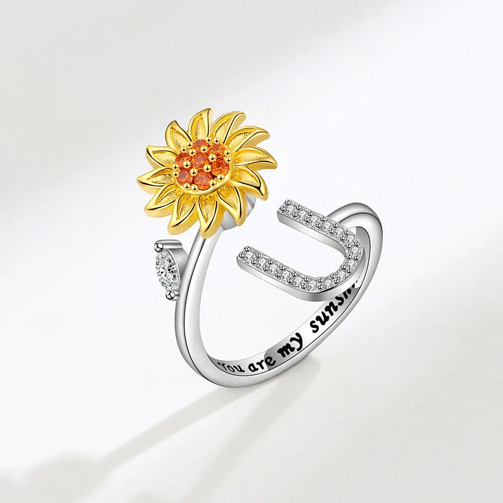 Rotating Sunflower Initial Letter Rings