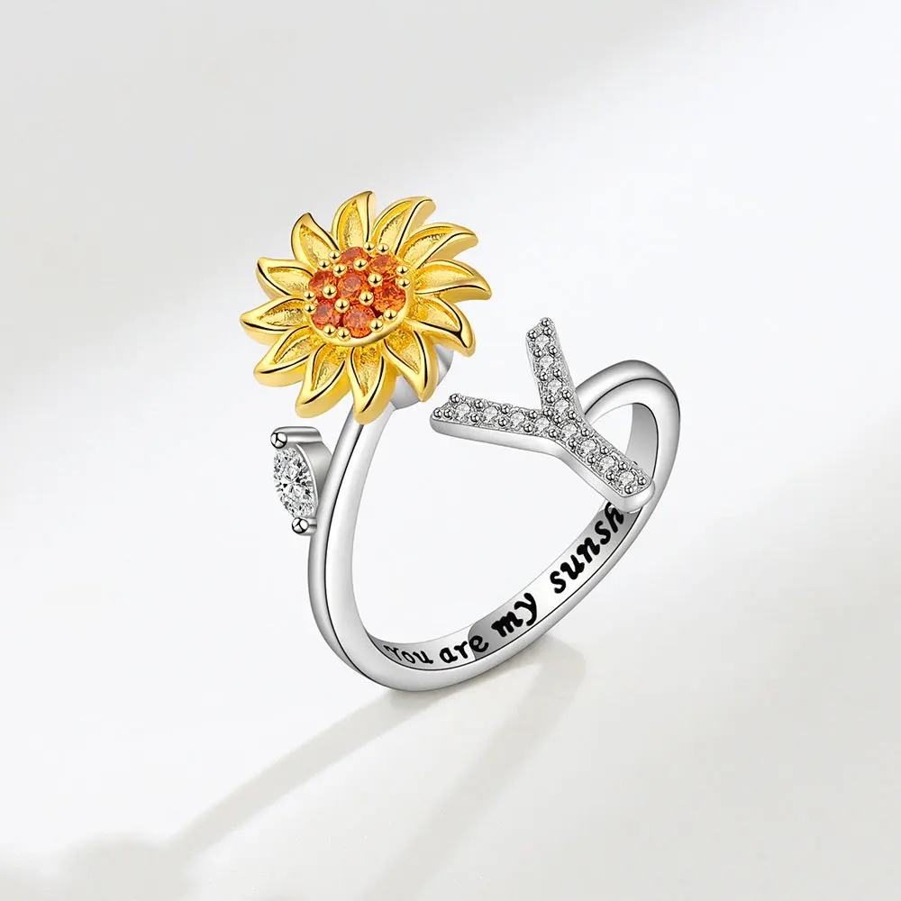 Rotating Sunflower Initial Letter Rings