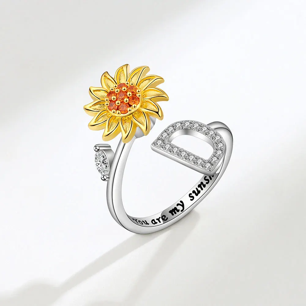 Rotating Sunflower Initial Letter Rings