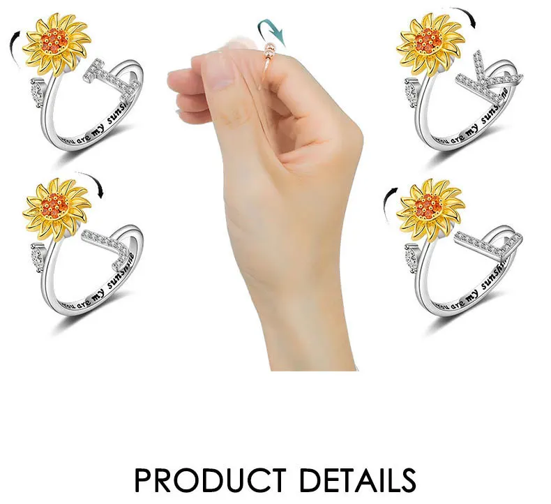 Rotating Sunflower Initial Letter Rings