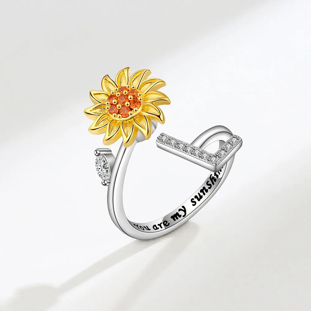 Rotating Sunflower Initial Letter Rings