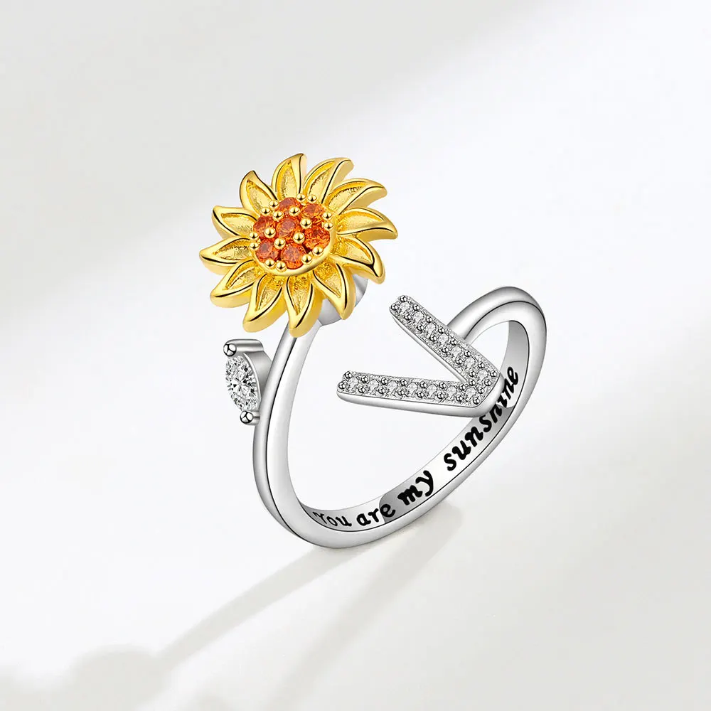 Rotating Sunflower Initial Letter Rings