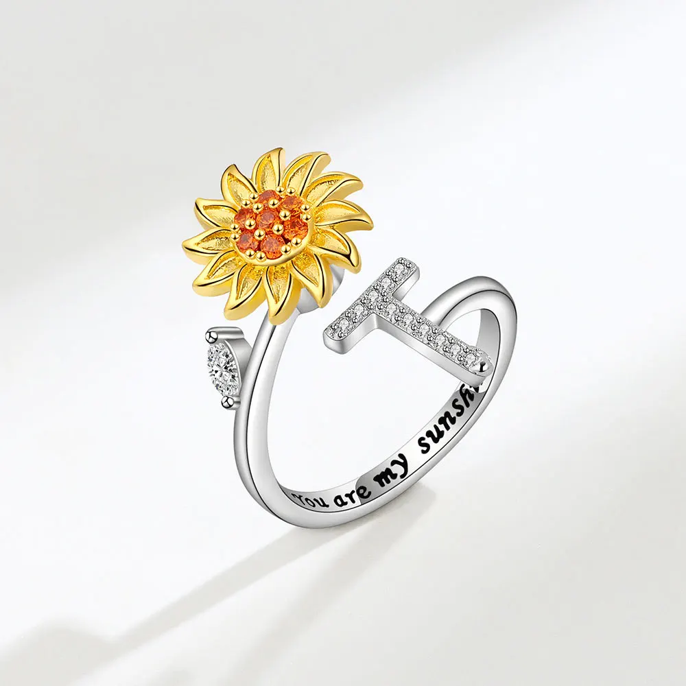 Rotating Sunflower Initial Letter Rings