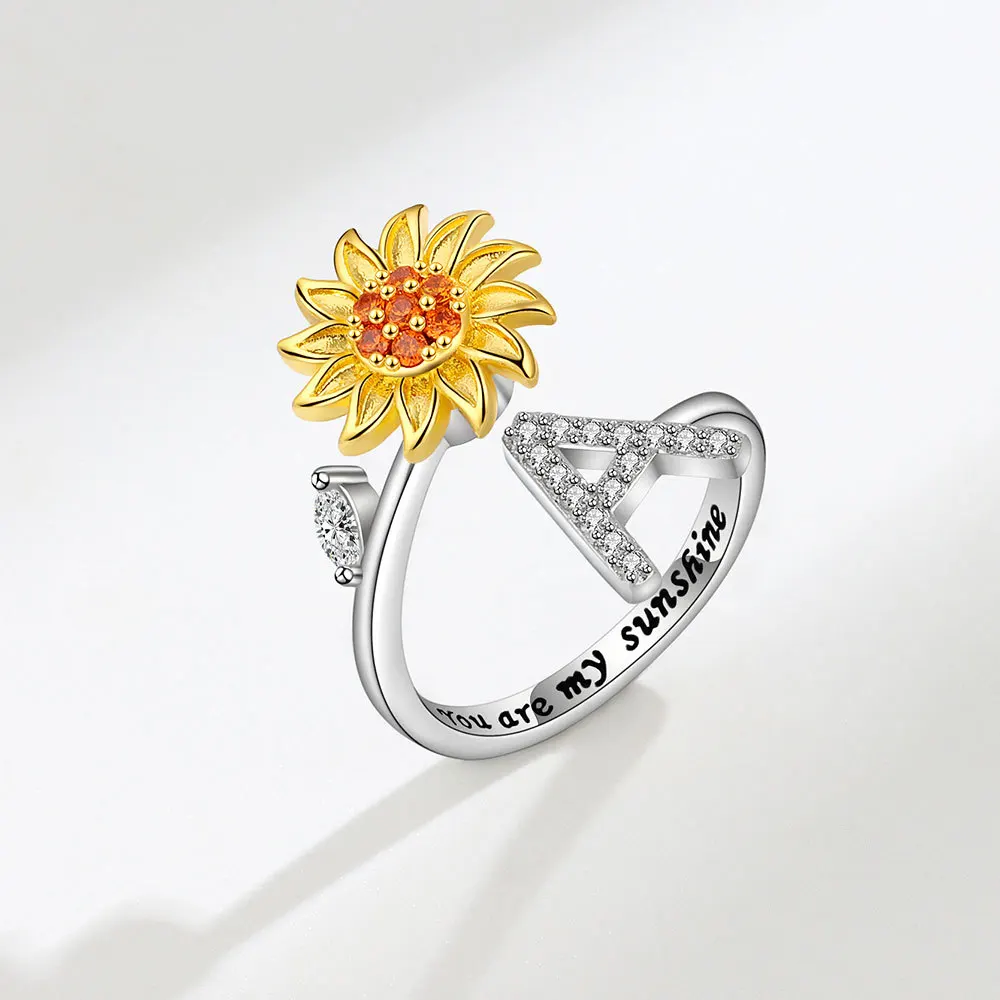 Rotating Sunflower Initial Letter Rings