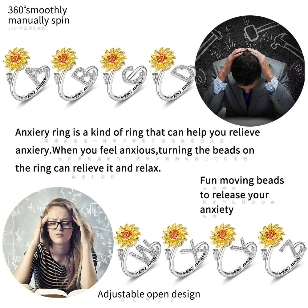 Rotating Sunflower Initial Letter Rings