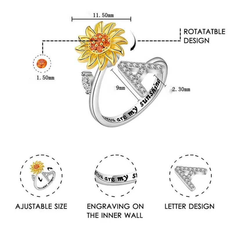 Rotating Sunflower Initial Letter Rings