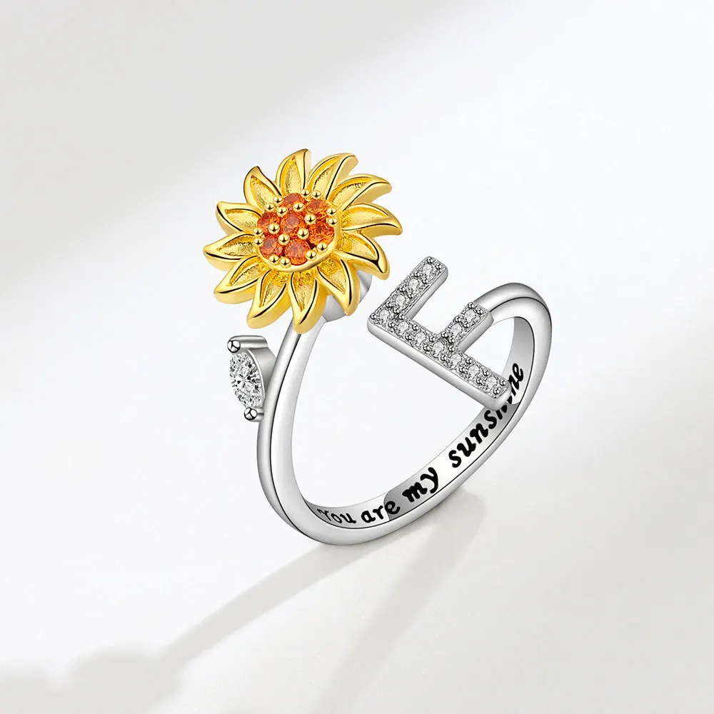 Rotating Sunflower Initial Letter Rings