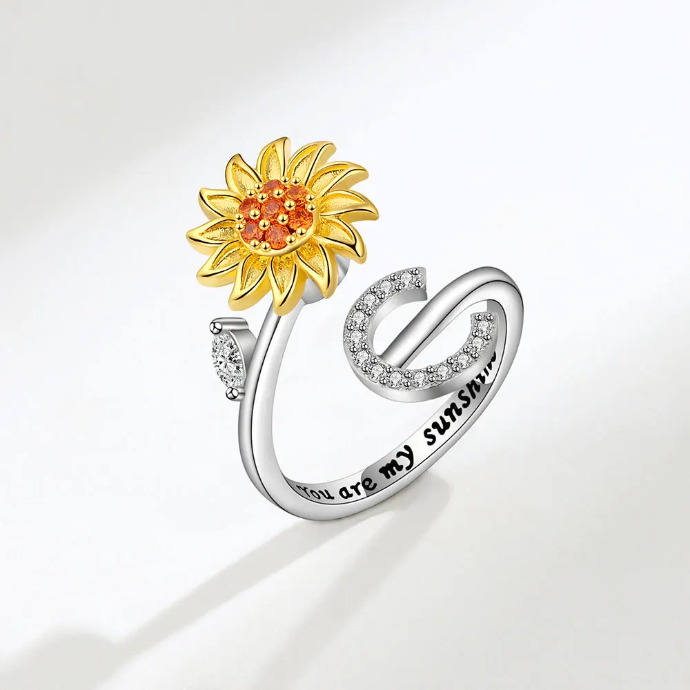 Rotating Sunflower Initial Letter Rings