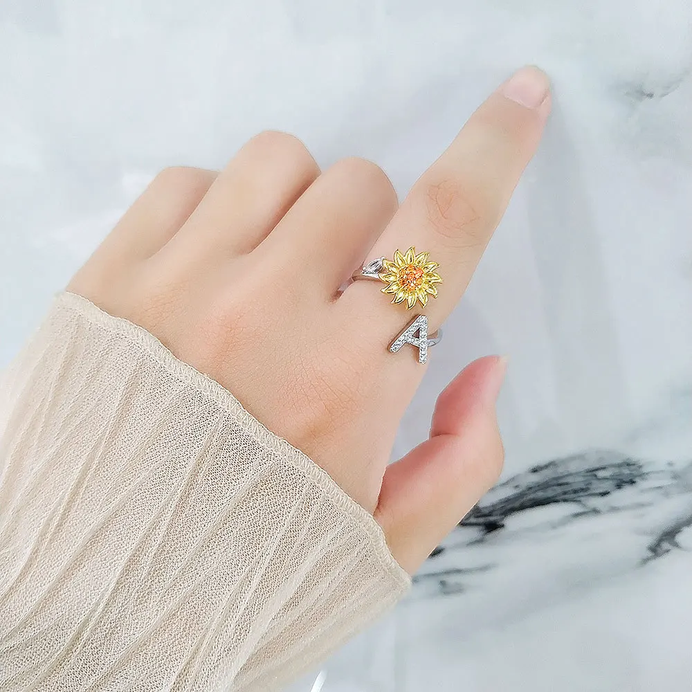 Rotating Sunflower Initial Letter Rings