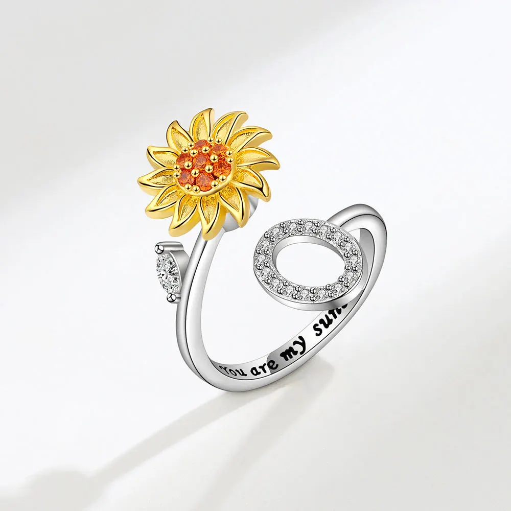 Rotating Sunflower Initial Letter Rings