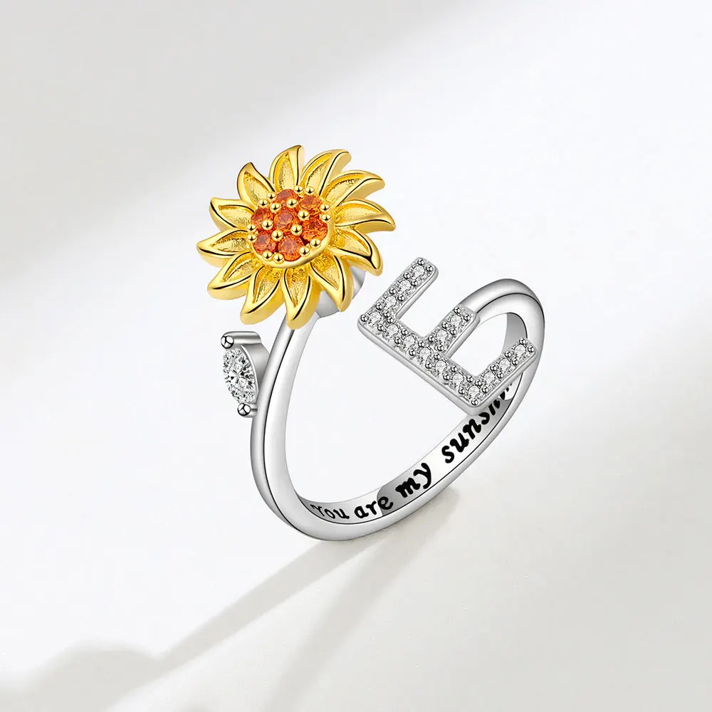 Rotating Sunflower Initial Letter Rings