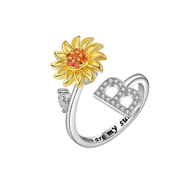 Rotating Sunflower Initial Letter Rings