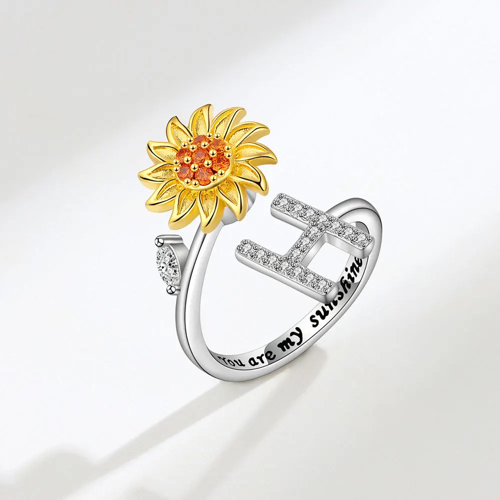 Rotating Sunflower Initial Letter Rings