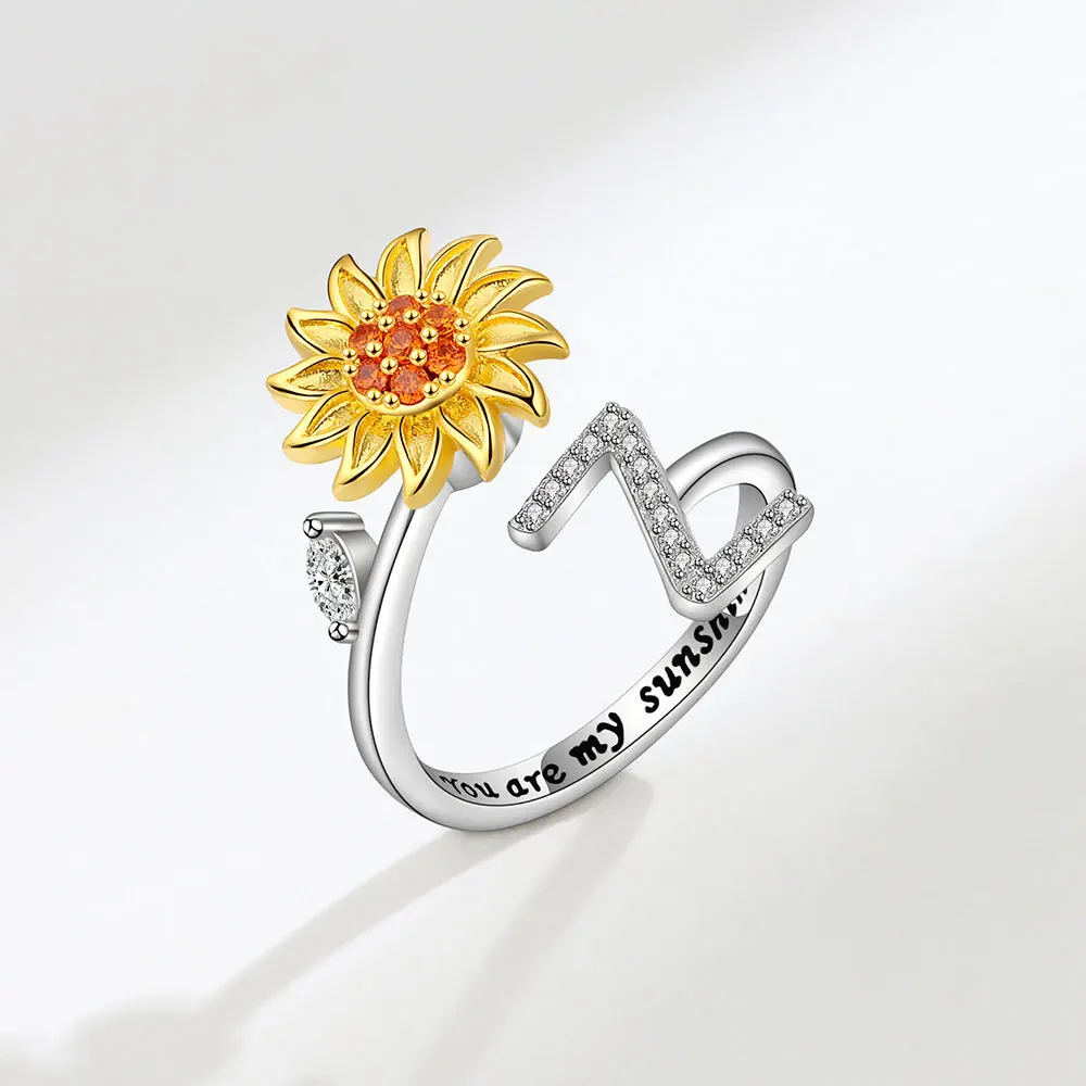 Rotating Sunflower Initial Letter Rings