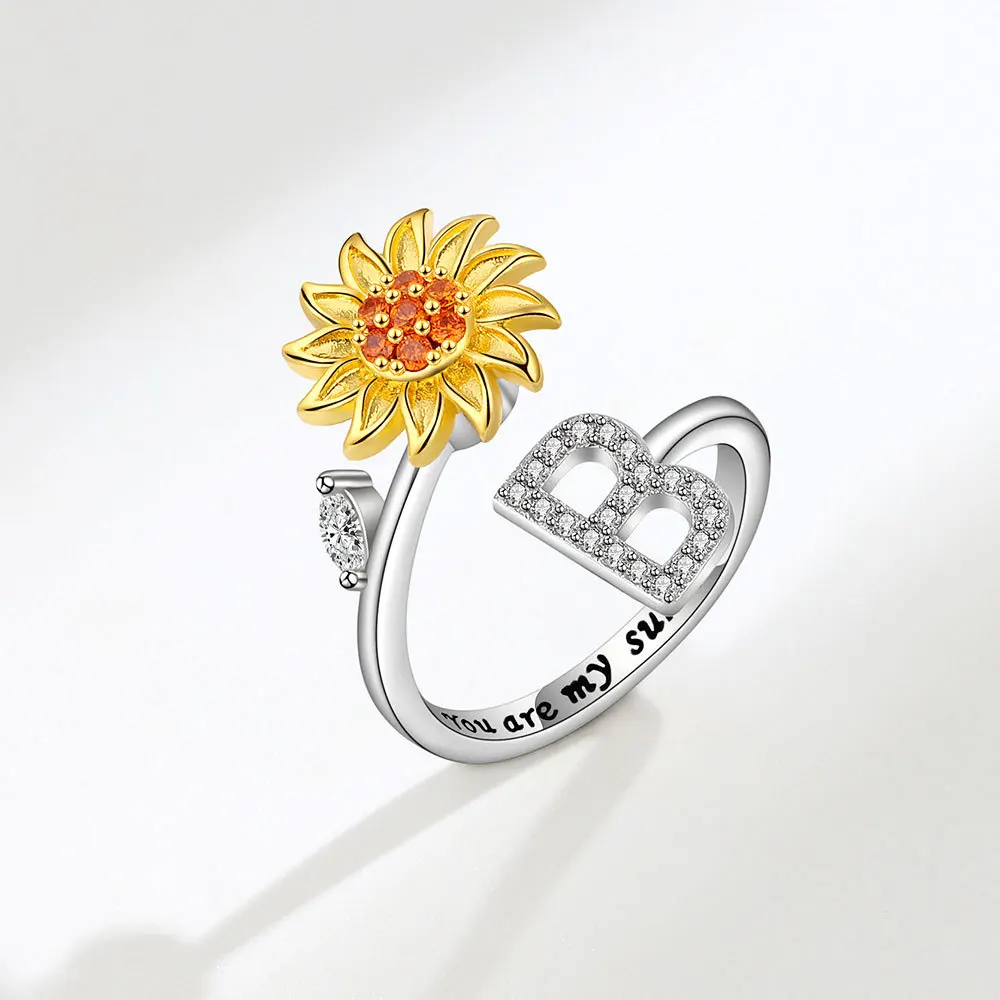 Rotating Sunflower Initial Letter Rings