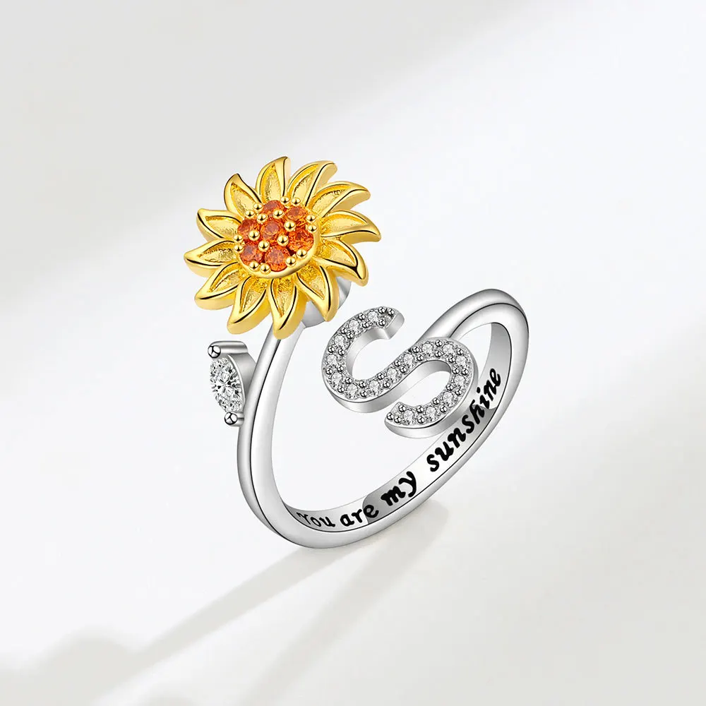 Rotating Sunflower Initial Letter Rings