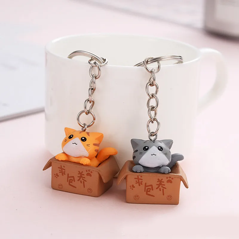 Cat In A Box Lego Keychain