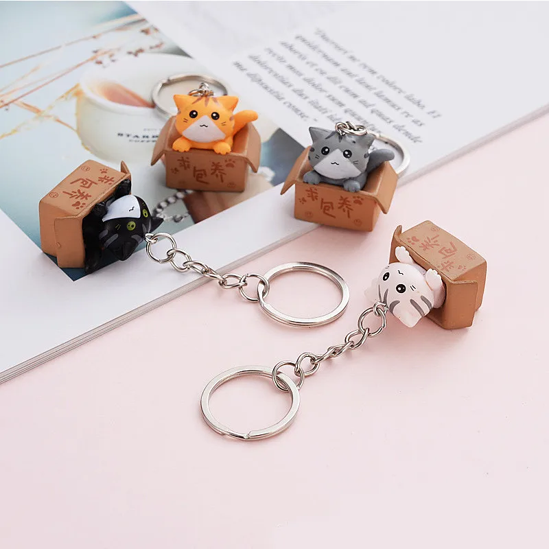Cat In A Box Lego Keychain