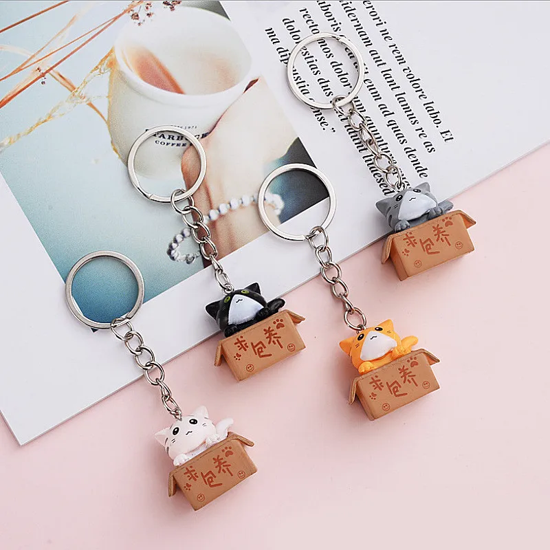 Cat In A Box Lego Keychain