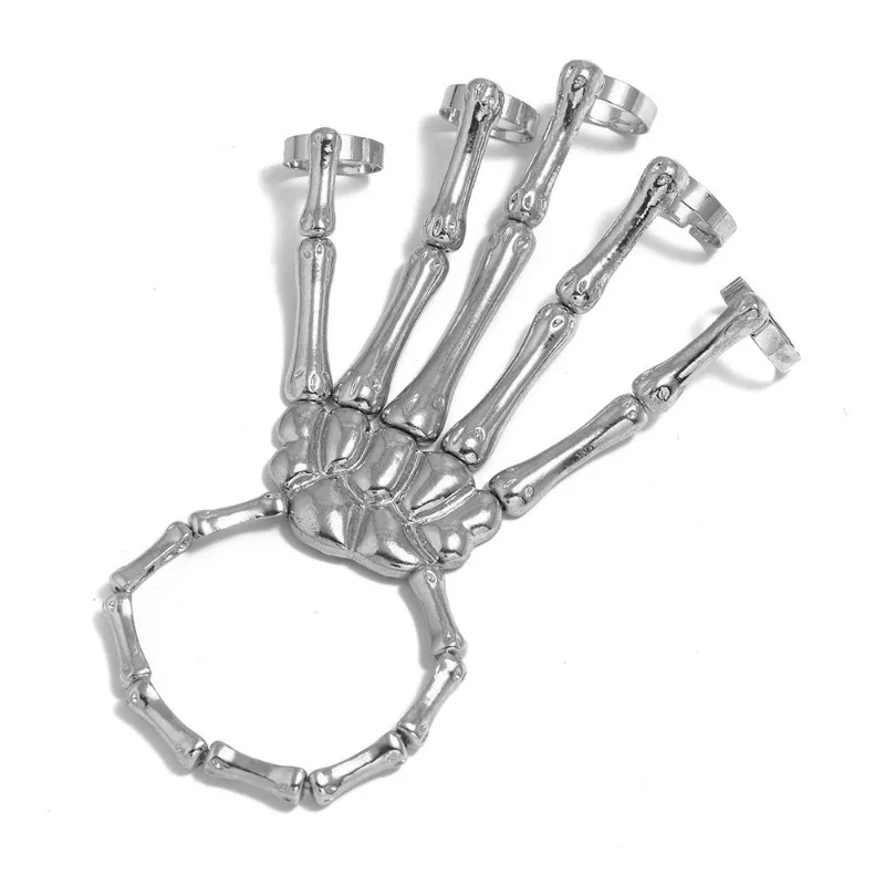 Gothic Skeleton All Bone Hand Ring Bracelet