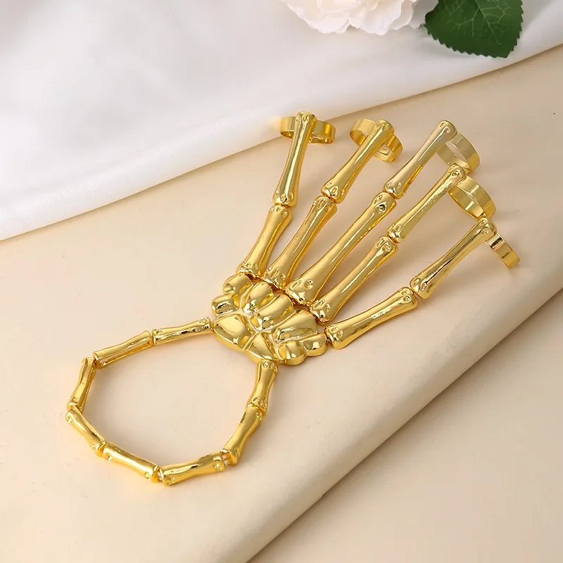 Gothic Skeleton All Bone Hand Ring Bracelet