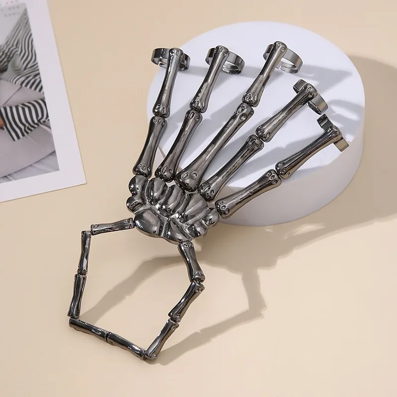 Gothic Skeleton All Bone Hand Ring Bracelet