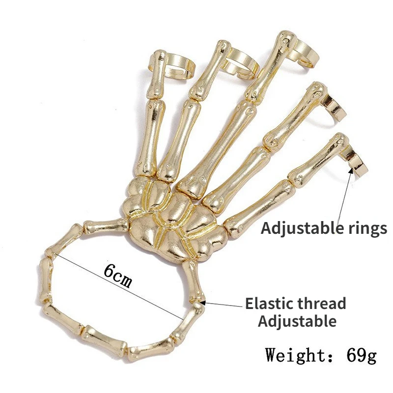 Gothic Skeleton All Bone Hand Ring Bracelet