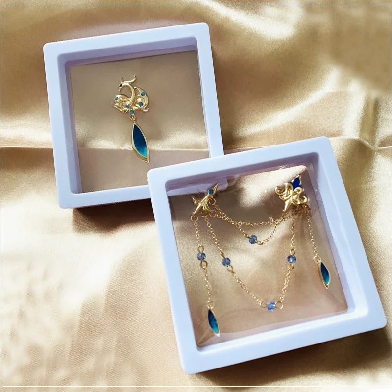 Neuvillette Genshin Impact Designer Blue Asymmetrical Earrings
