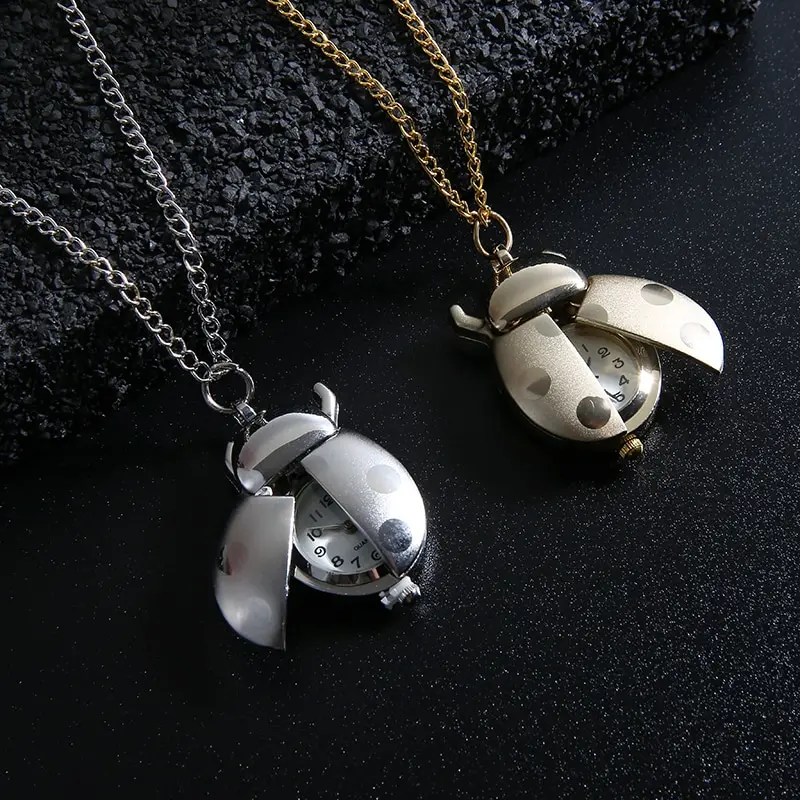 Ladybug Pocket Watch Necklace
