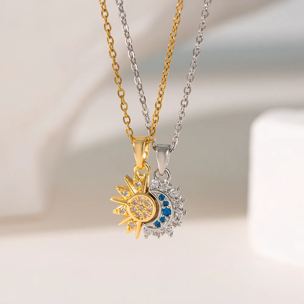 Celestial Sun & Moon Necklace,Ring Set