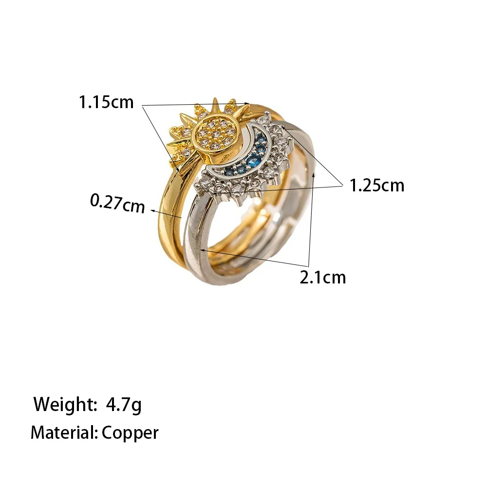 Celestial Sun & Moon Necklace,Ring Set