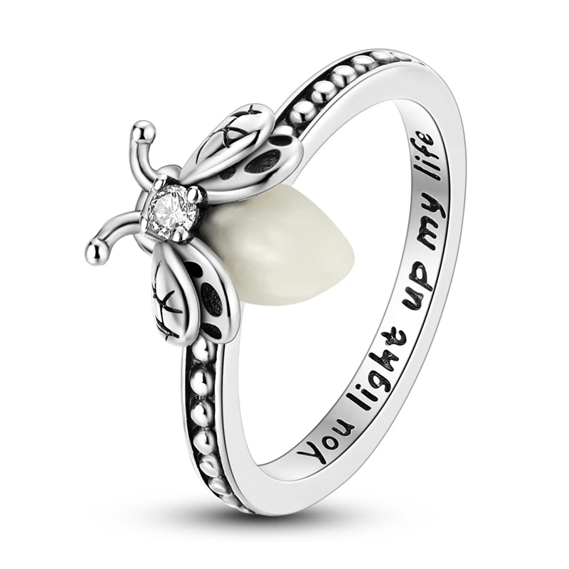Original 925 Sterling Silver Rings Luminous Firefly Zircon Rings For Women Girls Jewelry Birthday Anniversary Gifts