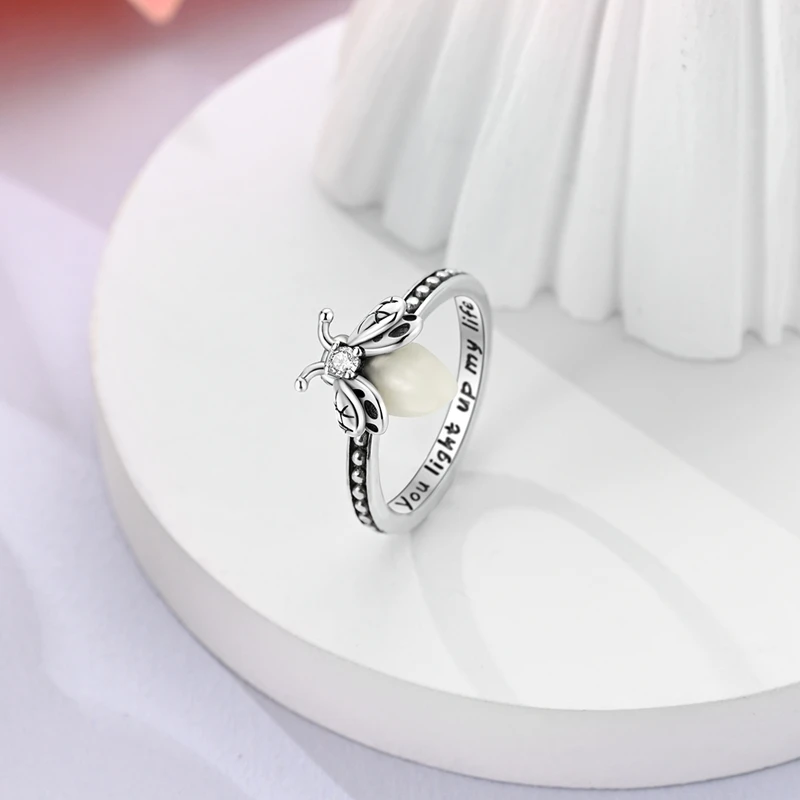 Original 925 Sterling Silver Rings Luminous Firefly Zircon Rings For Women Girls Jewelry Birthday Anniversary Gifts